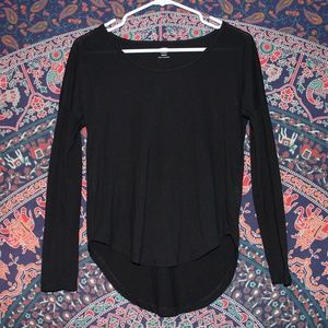 Long Sleeve Black Scoop Neck Top